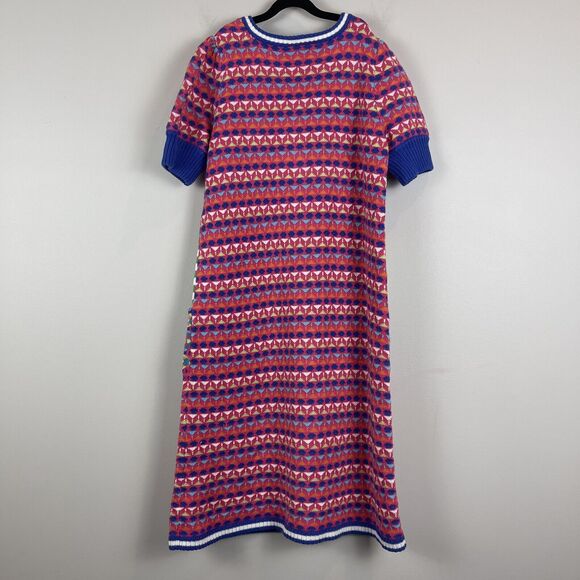 Hanna Andersson Sweater Dress Size 140 US 10 Cotton Knit Pink Blue Green Stripes - Picture 2 of 7